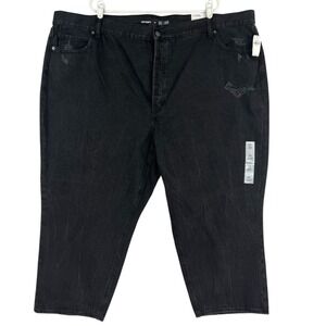 Old Navy Women Slouchy Straight High-Rise Distressed Black Jean Plus-Size 28 NWT